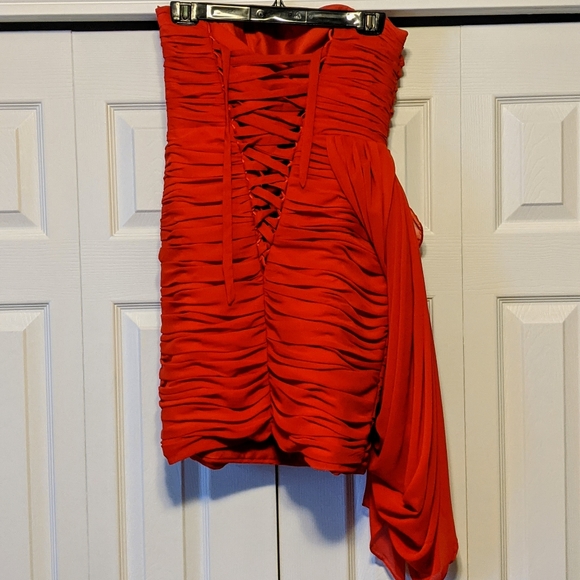 Red Strapless Mini Dress - Picture 2 of 5